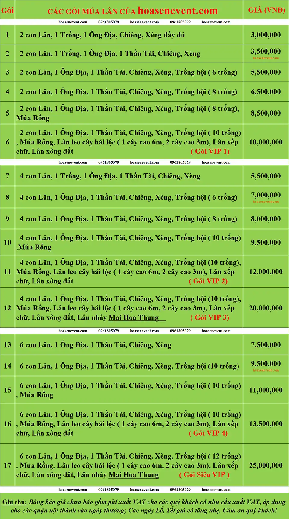 Báo giá cho thuê dịch vụ múa lân tại TPHCM