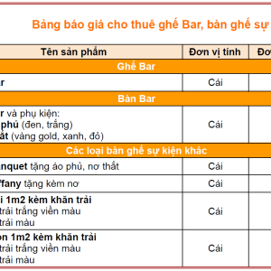 Báo giá dịch vụ cho thuê ghế Bar