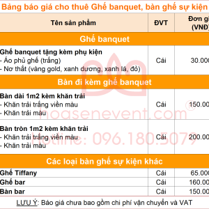 Giá thuê ghế banquet sự kiện