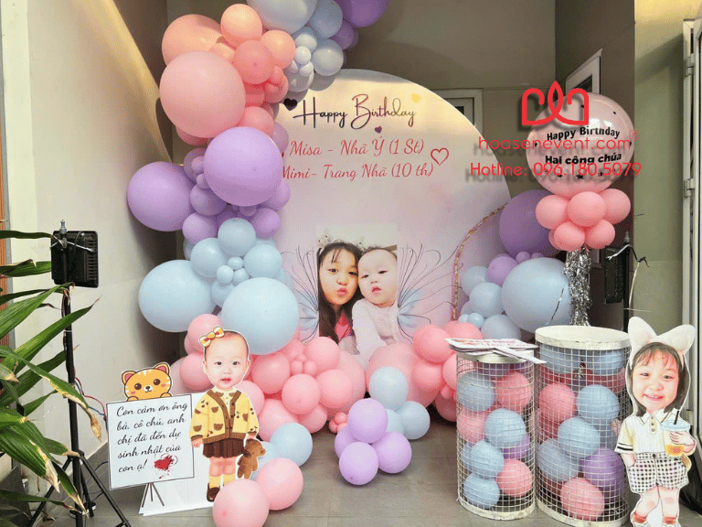 Trang trí sinh nhật 2 chị em