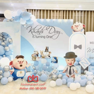 Background trang trí thôi nôi