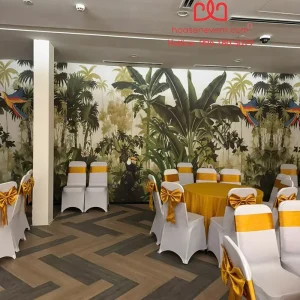 Bộ bàn tròn và ghế banquet tone vàng đồng