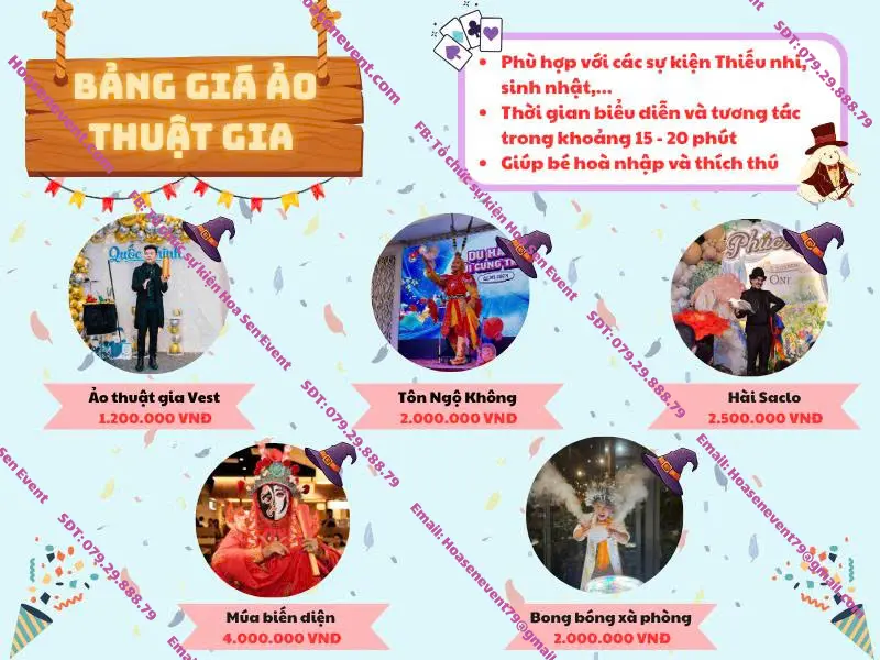Báo giá dịch vụ Ảo Thuật Gia tại quận 3 ngày thường